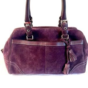 COACH Hampton Purple Suede/ Leather Satchel Purse